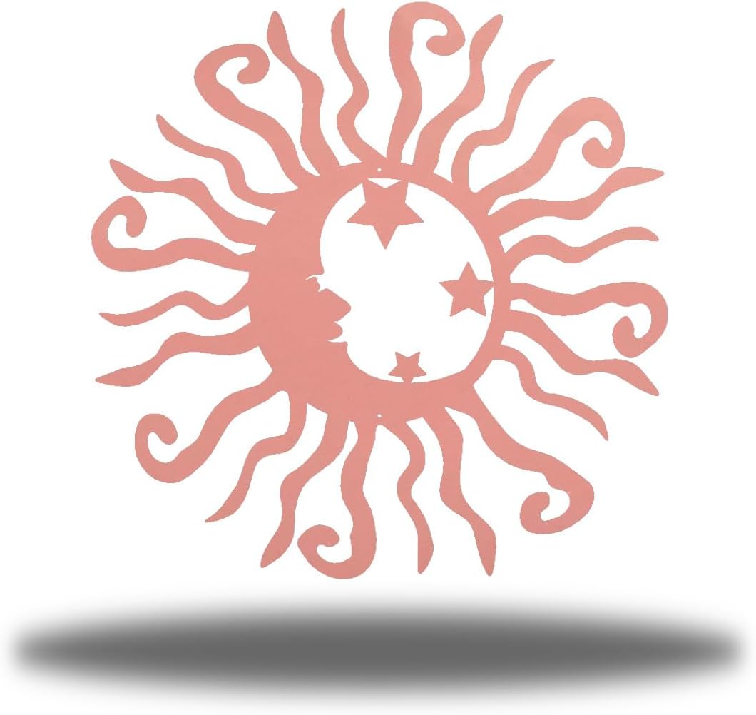 Riverside Designs Wacky Solar Moon Metal Wall Art Steel Outdoor Decor | Heavy-Duty and Waterproof | Made in USA (Pink, 12L x 12W)