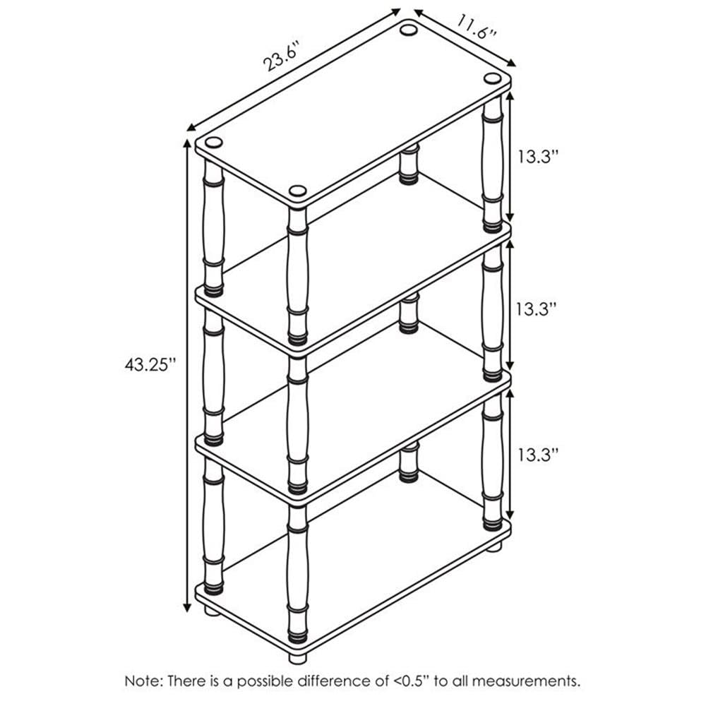 Furinno Turn-N-Tube 4-Tier Multipurpose Shelf Display Rack, Classic Tubes, Dark Cherry/Black