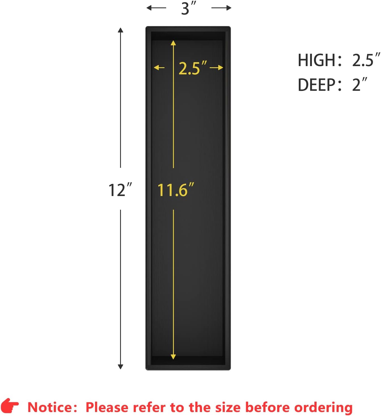 Black Bamboo Drawer Organizer - Silverware&Utensil Holder Organizer for Kitchen Drawers, Multi-Use Drawer Dividers Boxes for Bathroom Counter,Cabinet, Garage, Office Desk, Makeup, Jewelry (12"3"2.5")