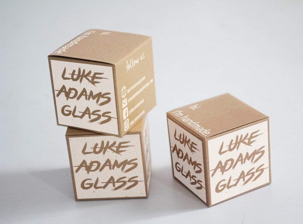 Luke Adams Glass | 3" Mini Glass Tree of Life | Handmade Ornament | Hanging Garden Gazing Ball | Indoor Outdoor Home Décor | (Pink Amber Teal)