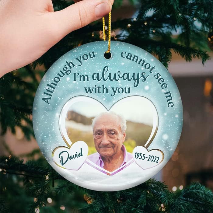 Pawfect House I'm Always with You, Personalized Christmas Memorial Sympathy Gifts for Loss of Dad, Mom, Photo Ceramic Ornaments, Christmas Memorial Ornaments for Loss of Loved One, Bereavement Gifts