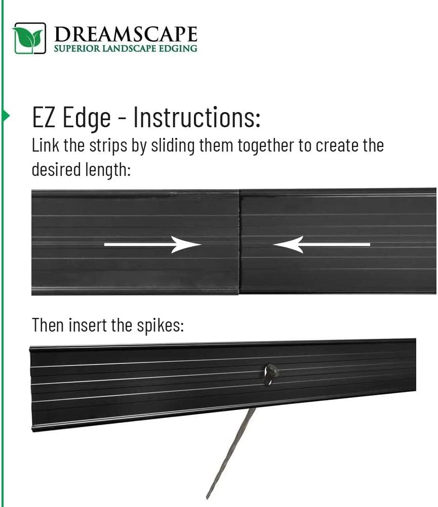 Dreamscape E-Z Edge Aluminum Landscape Edging - 8 Strips, 6ft Each (48ft Total), Bronze - Professional Quality Landscaping Border, Metal Divider for Lawn, Garden, Flowerbed…