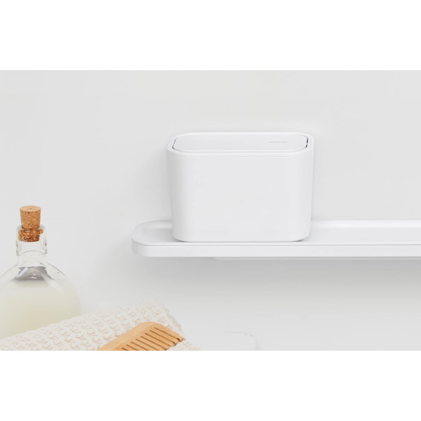 Brabantia MindSet Bathroom Small Trash Caddy (White) Hygienic Basin Top Storage Can with Swing Lid