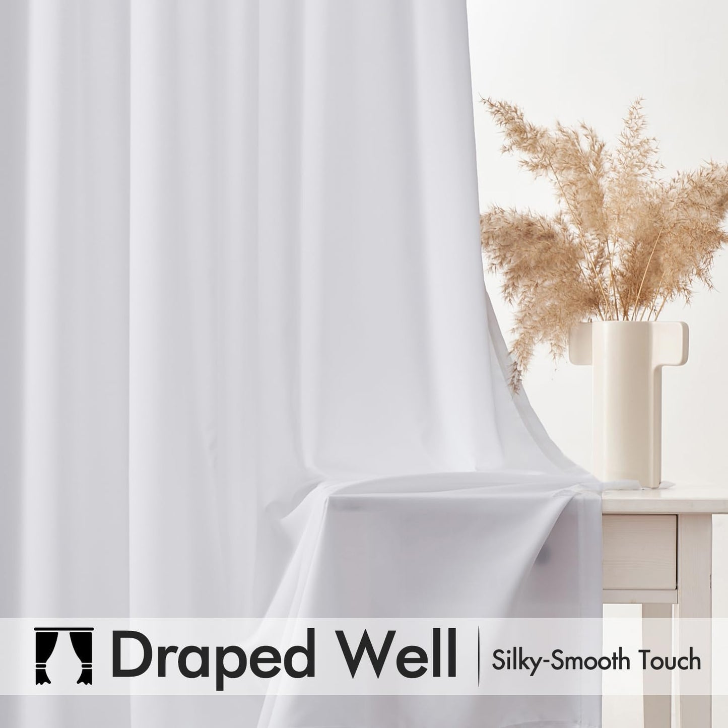 MIULEE White Privacy Sheer Curtains That Let Light in 90 Inches Long Non-See-Through Semi Sheer Curtains Light Filtering Window Curtain Drapes for Living Room Bedroom 2 Panels Set 42 X 90