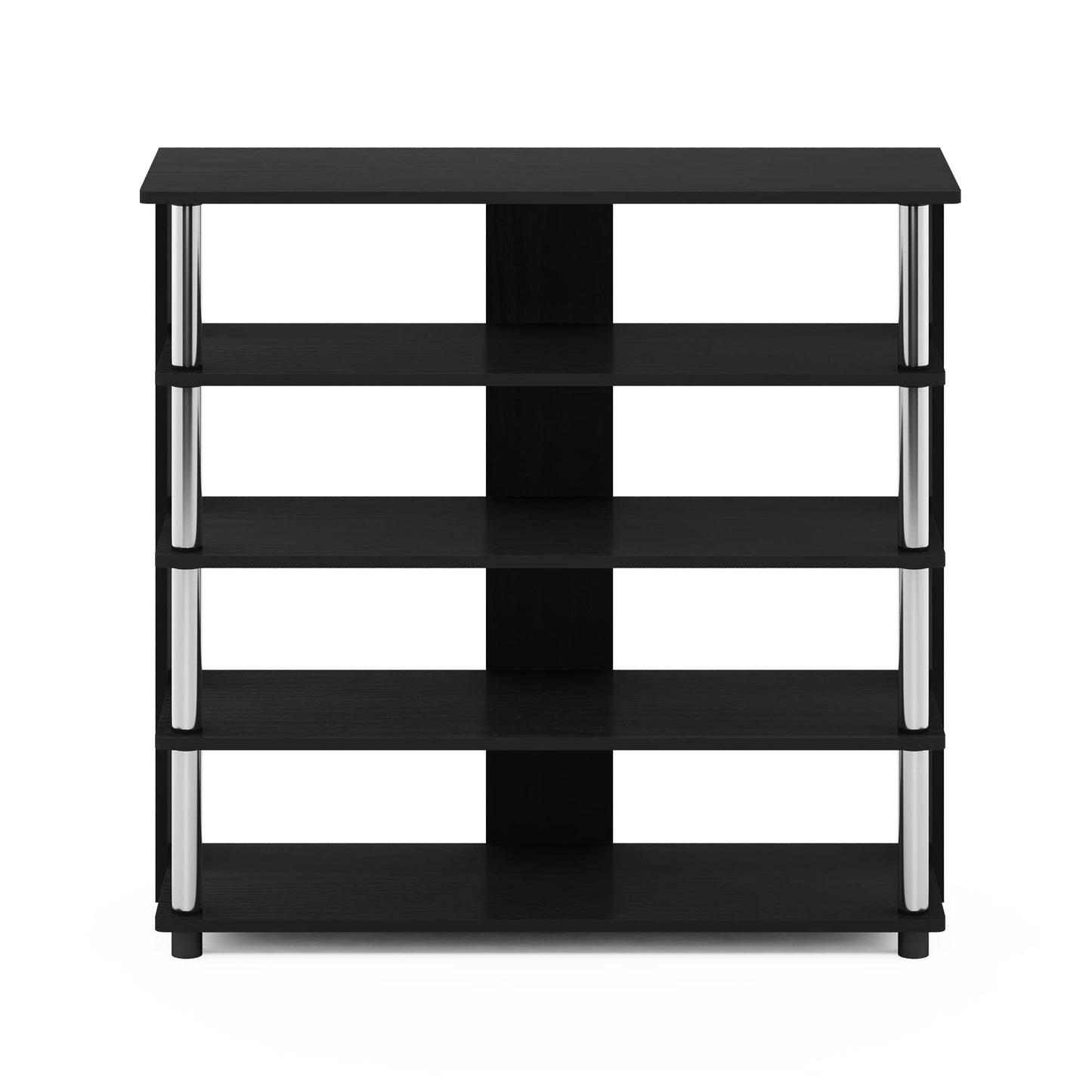 Furinno Turn-N-Tube 5 Tier Wide Shoe Rack, Americano, Stainless Steel Tubes