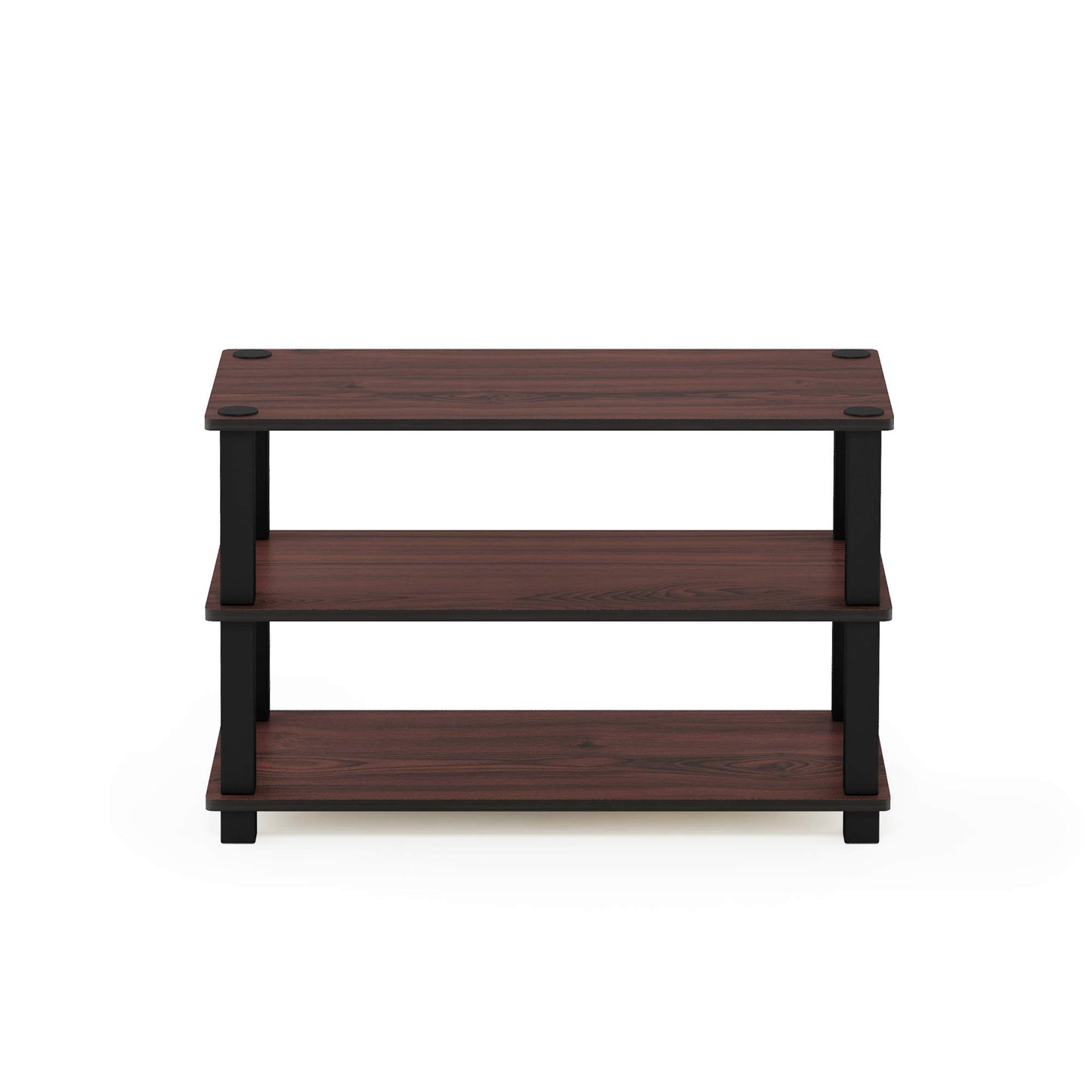 Furinno Turn-S-Tube 3-Tier Shoe Rack, Dark Cherry/Black
