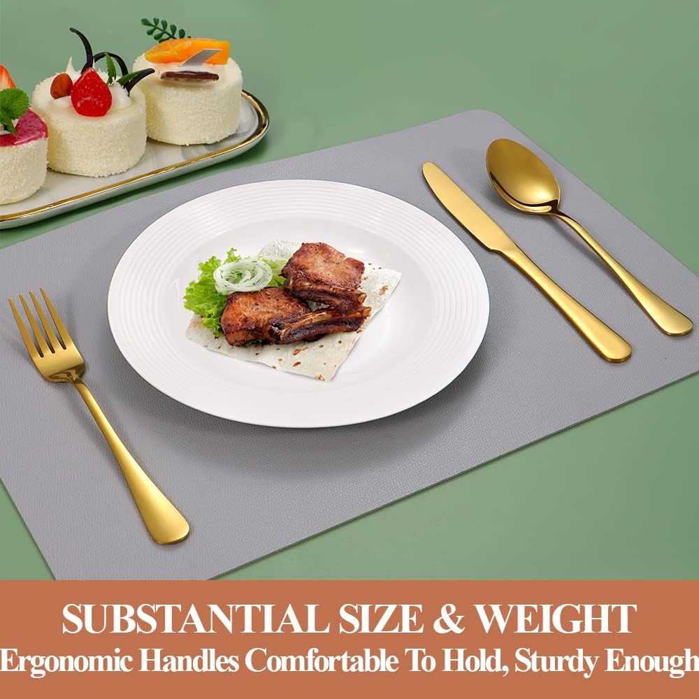 Lazycorner 20 Pcs Gold Silverware Set for 4, Food Grade Stainless Steel Flatware Set Include Fork/Knife/Spoon, Mirror Polished Eating Utensils Sets, Reusable Silverwear Cutlery Set, Dishwasher Safe