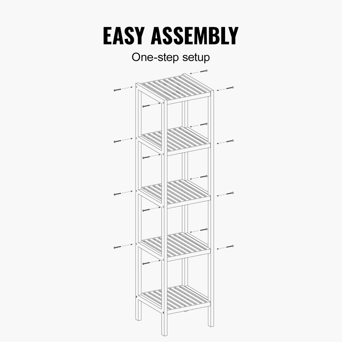 VEVOR 5-Tier Bathroom Standing Shelf, Narrow Shelving Unit, Display Storage Rack Organizer