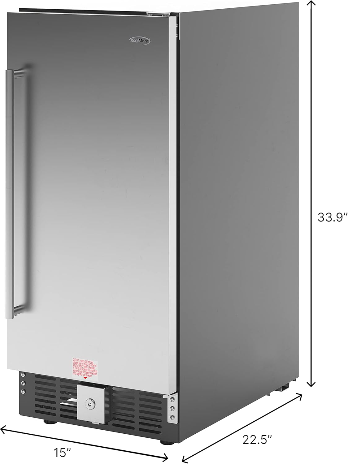 KoolMore 15” Inch 3 Cu. Ft. Built-In Mini Fridge for Food and Beverages with 3 Glass Shelves, Stainless Steel Door, LED Light for Home, Office, Garage, or Dorm Room Use (KM-BIR3C-SS)