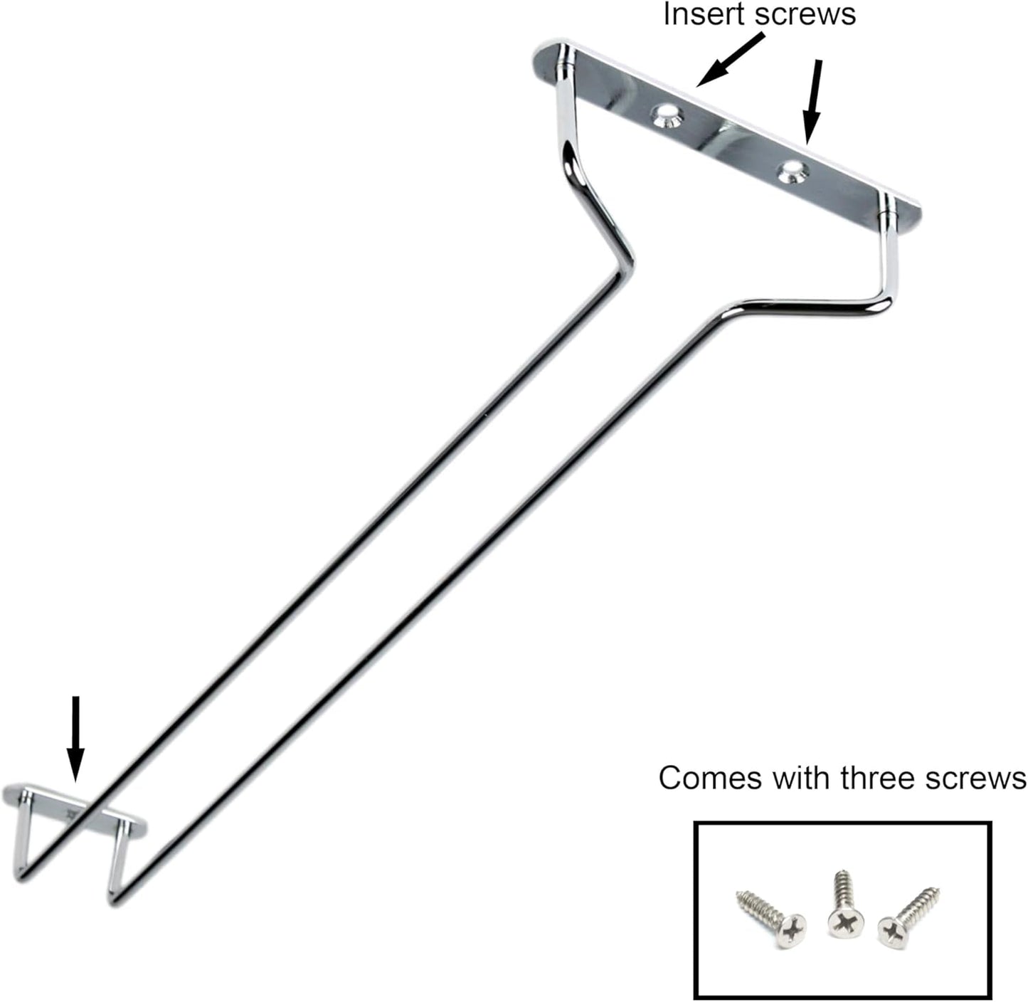 TrueCraftware- 16-Inch Wine Glass Rack Chrome Finish Set of 2- Stemware Rack Wire Hanging Rack Under Cabinet Wine Glass Stemware Holder Glass Storage Hanger Organizer for Kitchen and Bar