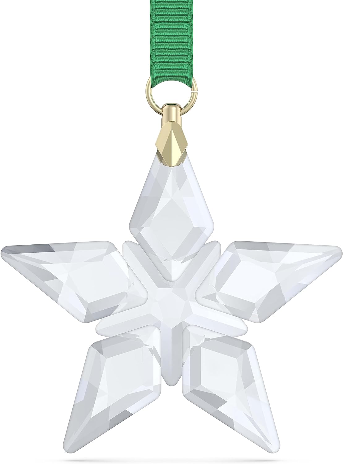 Swarovski Annual Edition 2023 Little Star Ornament with Green Ribbon and Gold-Tone Finished Accents, Part of the Swarovski Annual Edition Collection