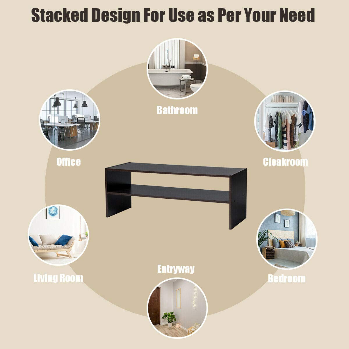 Giantex 3-in-1 Vertical Shoe Rack, 6-Tier Free Standing Shoe Storage Organizer w/Stackable Design