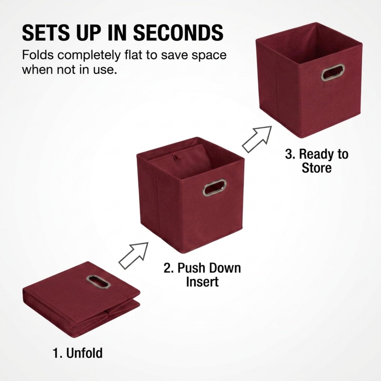 Household Essentials Fabric Storage Bins 6 Piece Set, Burgundy