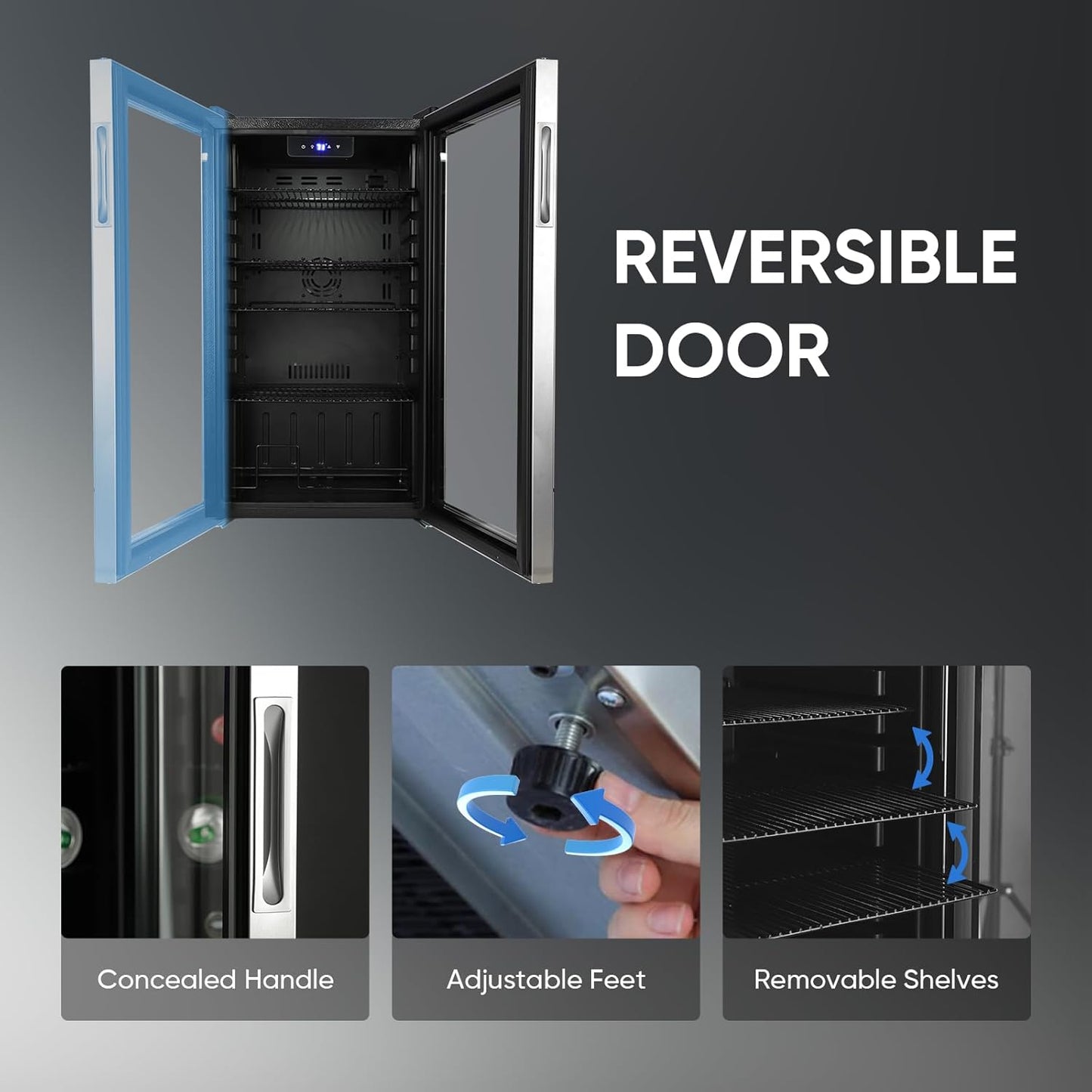 120 Can Beverage Refrigerator ??Mini Fridge with Glass Door for Soda Beer or Wine, Beverage Cooler for Bedroom, Office, Bar with Adjustable Shelves & Digital Temperature Display, Silver