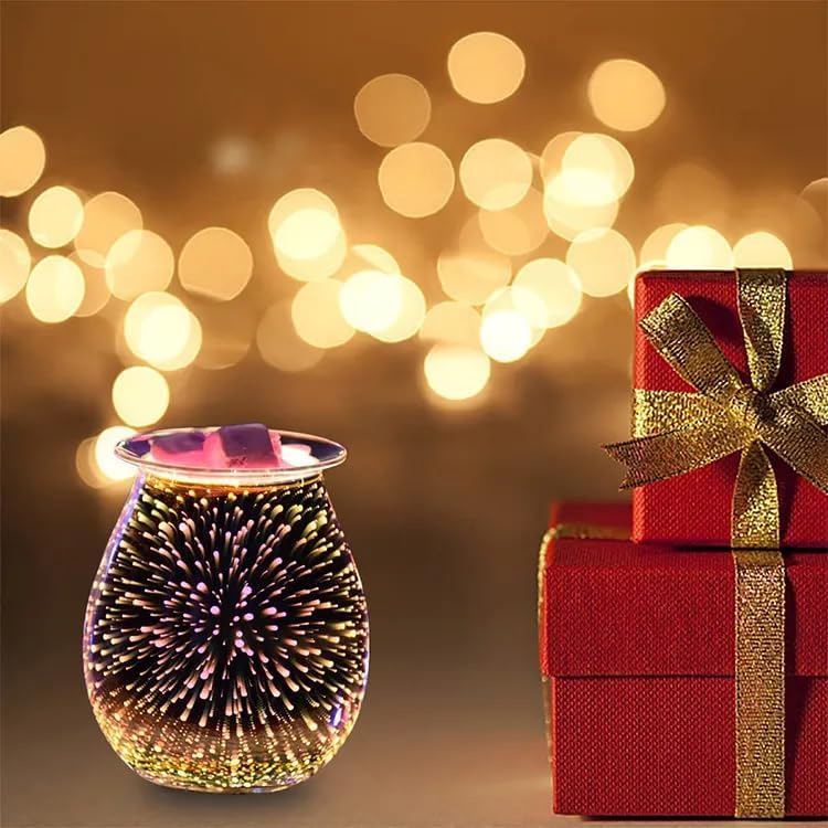 Dicimi 3D Candle Candle Warmer, Electric Oil Burner, Fragrance Warmer for Home Office Bedroom Living Room Present and Decorations (3D Fireworks)