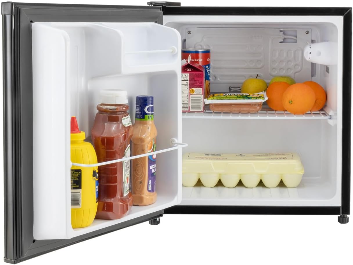 RecPro 1.7 Cu Ft 12V RV Refrigerator | Compact Fridge with Reversible Door, 2L Bottle Door Storage, 7 Temp Settings | Eco-Friendly R600A, Leveling Feet, Wire Shelf | 19.5”H x 17.5”W x 19.8”D