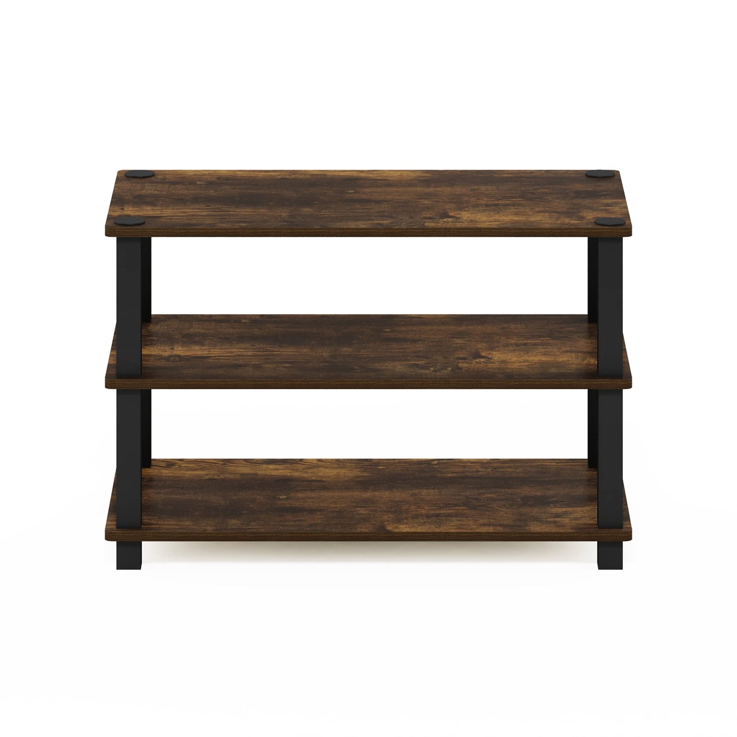 Furinno Turn-S-Tube 3-Tier Shoe Rack, Amber Pine/Black