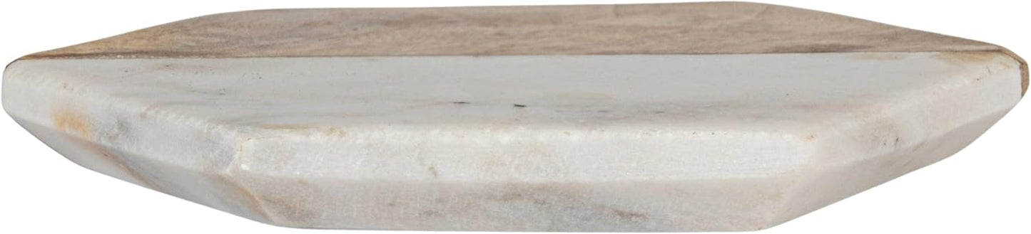 Creative Co-op Marble & Mango Wood Hexagon Coasters (Set of 4 Pieces)