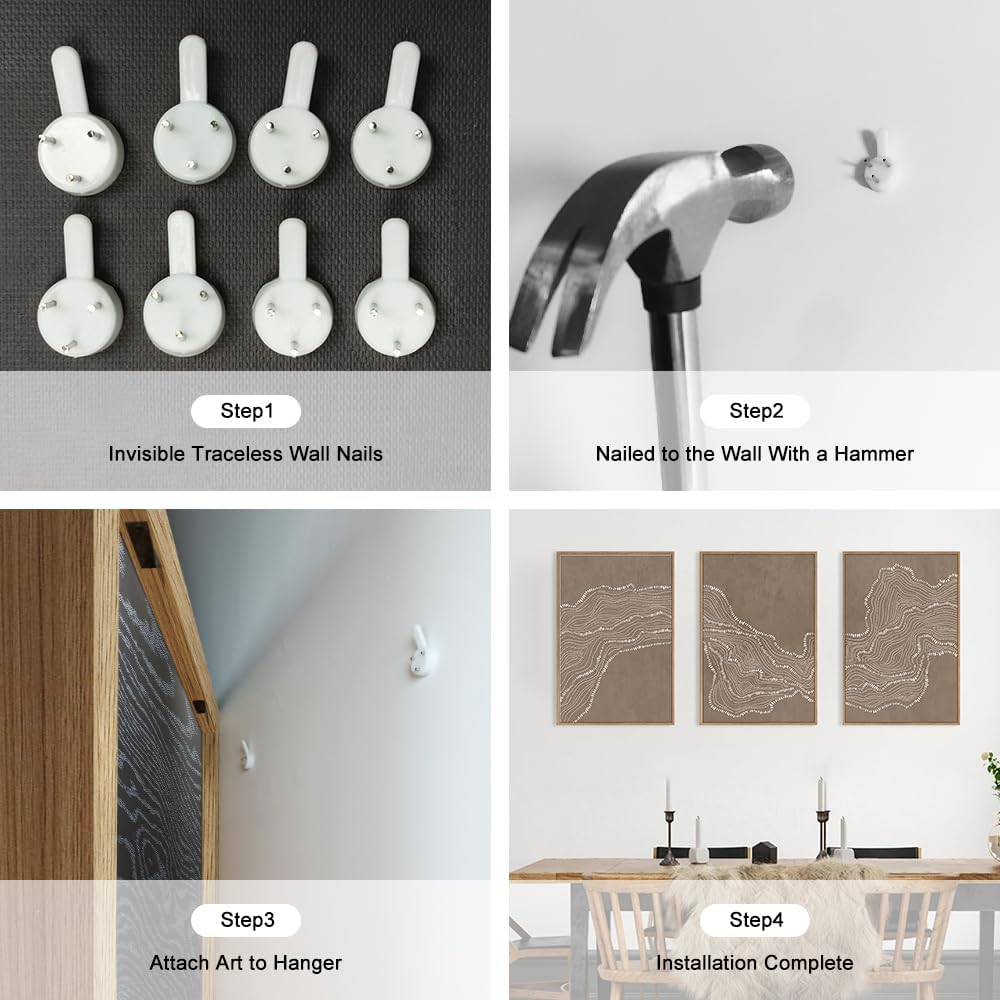 Geometric White Tan Wave Framed Canvas Wall Art Set, Abstract Line Art Painting, Modern Minimalism Wall Decor, Neutral Art Print for Living Room, Bedroom, Dining Room, Office - 16"x24"x3