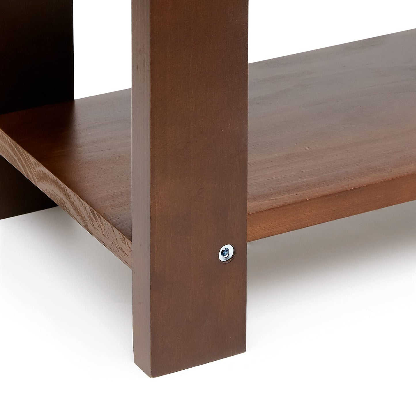 Amazon Basics Sturdy Solid Pine Wood Entryway Bench with Shoe Storage Organizer Rack, Espresso