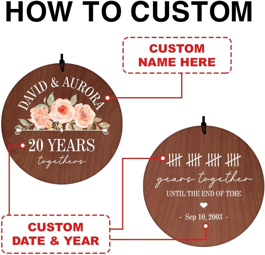 ASTARIN Personalized 20th 50th Anniversary Wind Chime, Happy Anniversary Wedding Valentine's Day Gift for Wife Husband Men Women Sister, Golden Anniversary Keepsake Decorations for Parents Couples