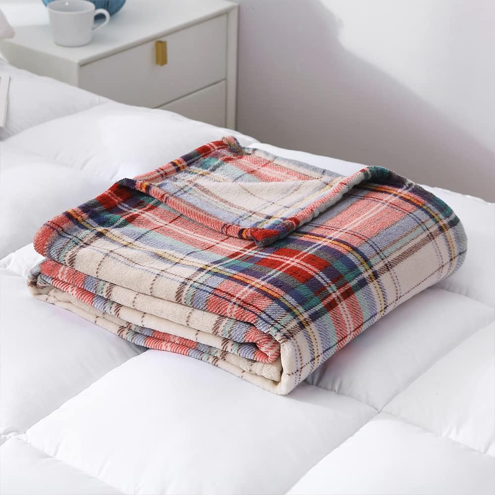 MERRYLIFE Plaid Throw Blanket for Couch | Soft Decorative Ultra-Plush Colorful| Throw Size Travel Blanket Plush|(50" 60",Tartan)