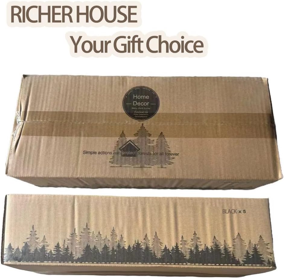 RICHER HOUSE 5 Set Floating Wall Mounted Shelves, Black Shelves for Wall Decor, Modern Picture Ledge Shelf with Lip for Storage, Nursery, Bedroom, Living Room, Bathroom - Black