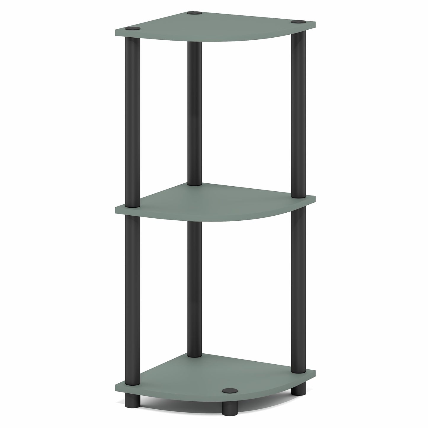 Furinno Turn-N-Tube Corner Shelf, 3-Tier Corner Bookshelf, Display Storage Shelves with Open