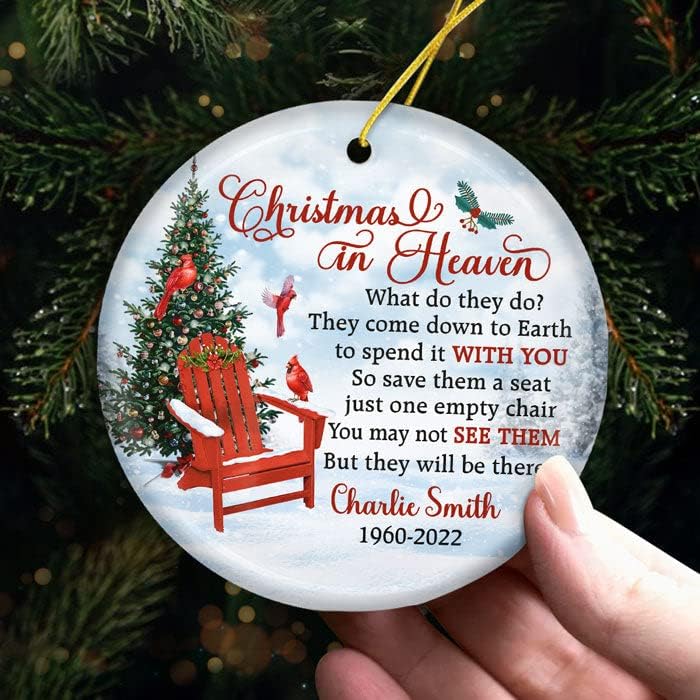 Pawfect House They Come Down to Earth to Spend Christmas with You, Personalized Christmas Memorial Sympathy Ornaments Gifts for Loss of Dad, Mom, Bereavement Gifts or Loss of Mother, Miscarriage Gift