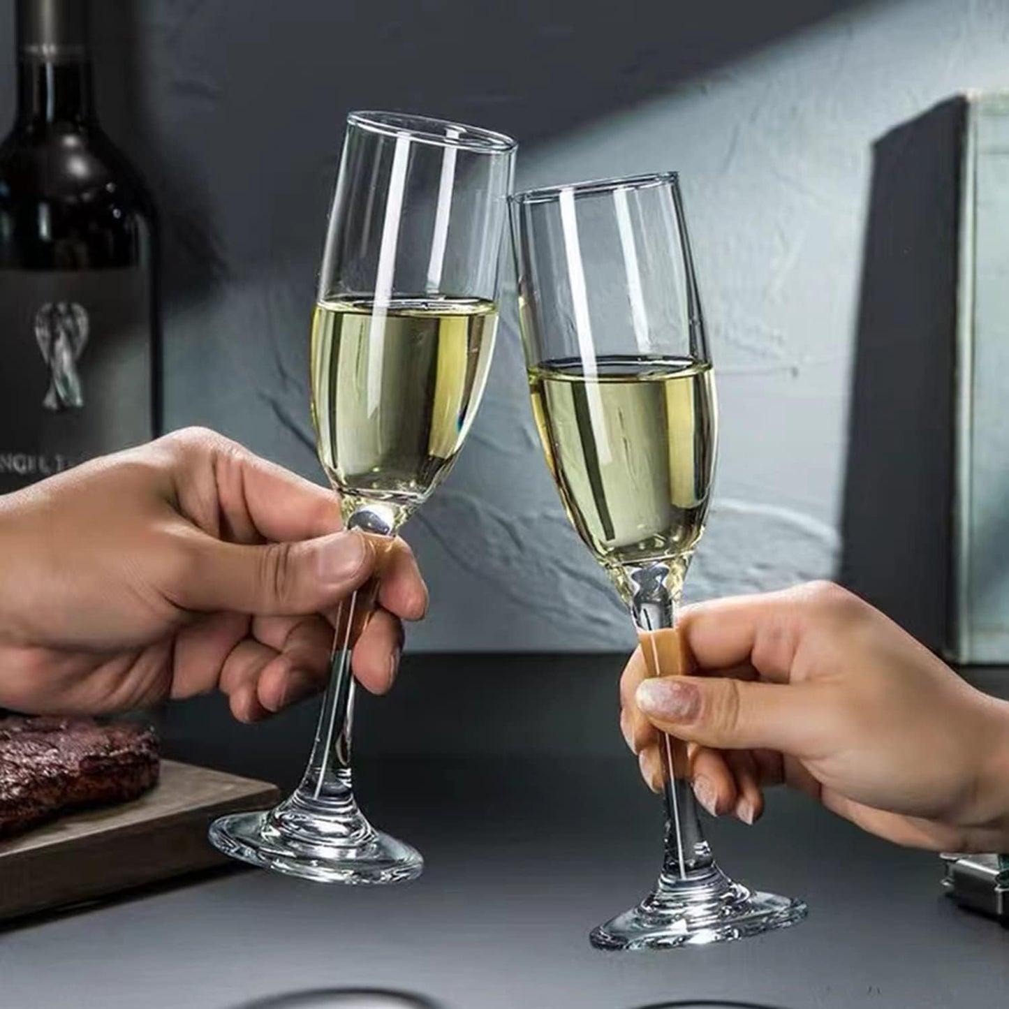 6 oz Champagne Flutes Glass, Wine Flutes Set of 12, for Champagne, Wine, High-End Banquets, Parties, Bars, Weddings, Gifts (12pcs)