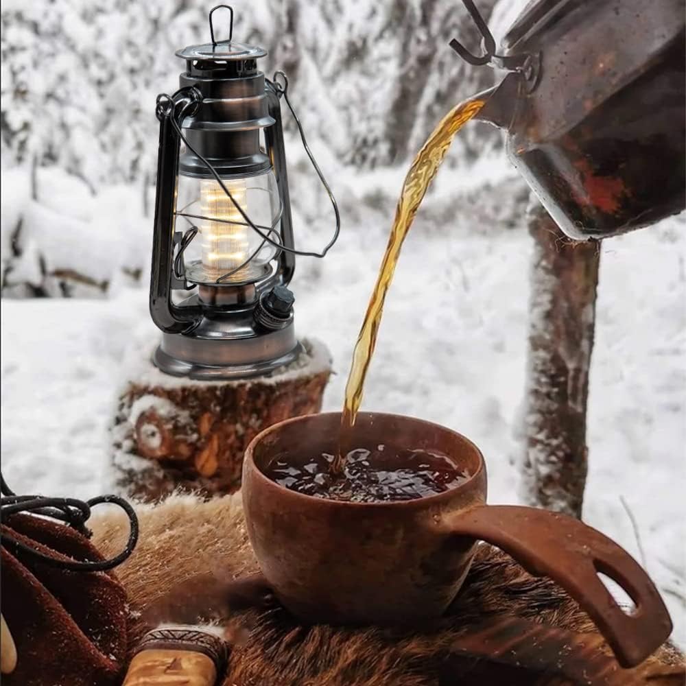 YAKii LED Vintage Lantern Metal Hanging Hurricane 12 LED Dimmer Switch Warm White Battery Operated Lantern Power Outage Indoor Camping Lighting Outdoor Brooklyn Decoration(Copper Pack of 8)