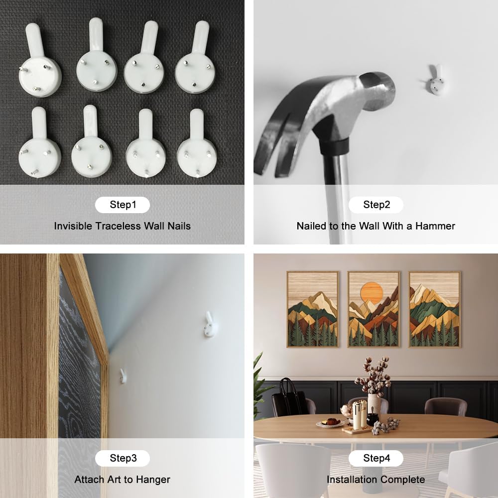 Celestdeco Woodcut Style Mountain Framed Canvas Wall Art Set, Large Brown Ridge Wall Decor, Boho Pine Tree Wall Painting, Abstract Wooden Art Print for Living Room, Bedroom, Office - 16"X24"X3 (Not-3D Effect)