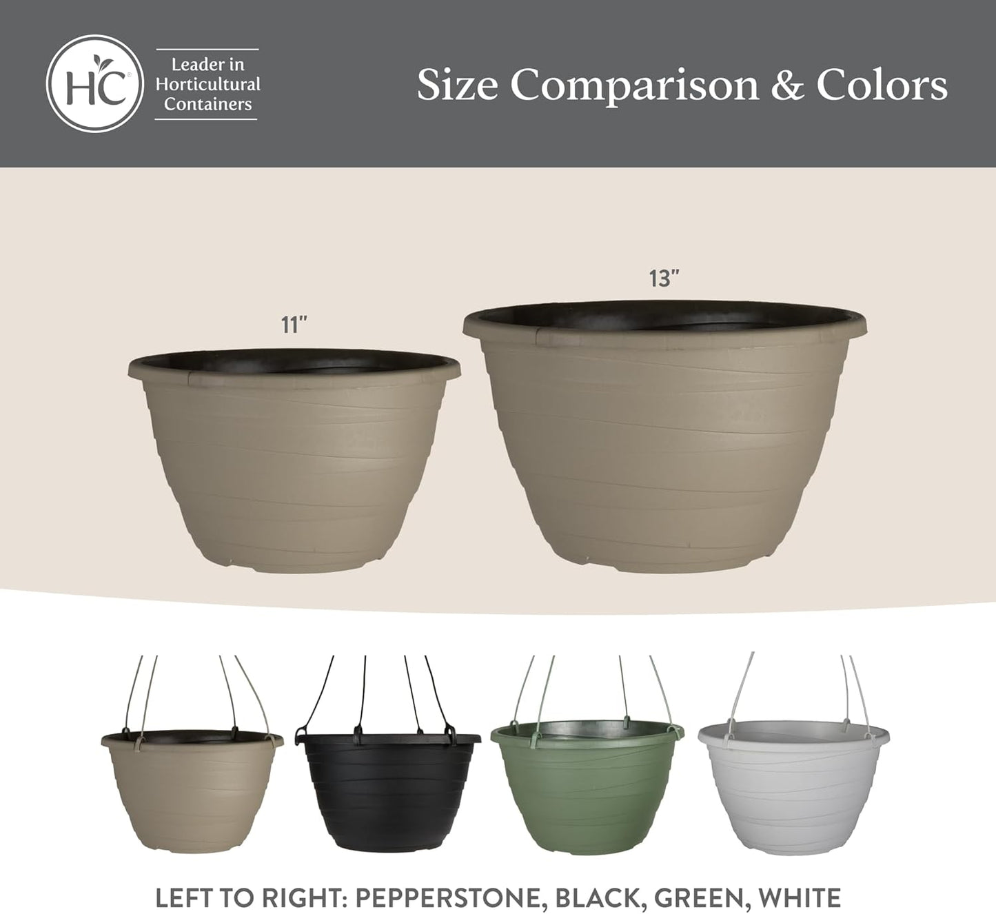 The HC Companies Wrapt Hanging Planters - Lightweight Plant Pot Hanger for Hanging Plants, Vegetables & Herbs - Outdoor & Indoor Hanging Basket for Plants (13" Green, Pack of 2)