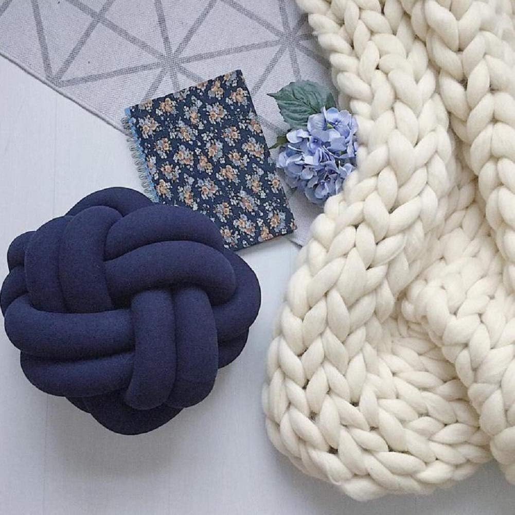 Chunky Knit Blanket Hand Made Merino Wool Throw Boho Bedroom Sofa Home Decor Giant Yarn(Ivory White 40"x47")