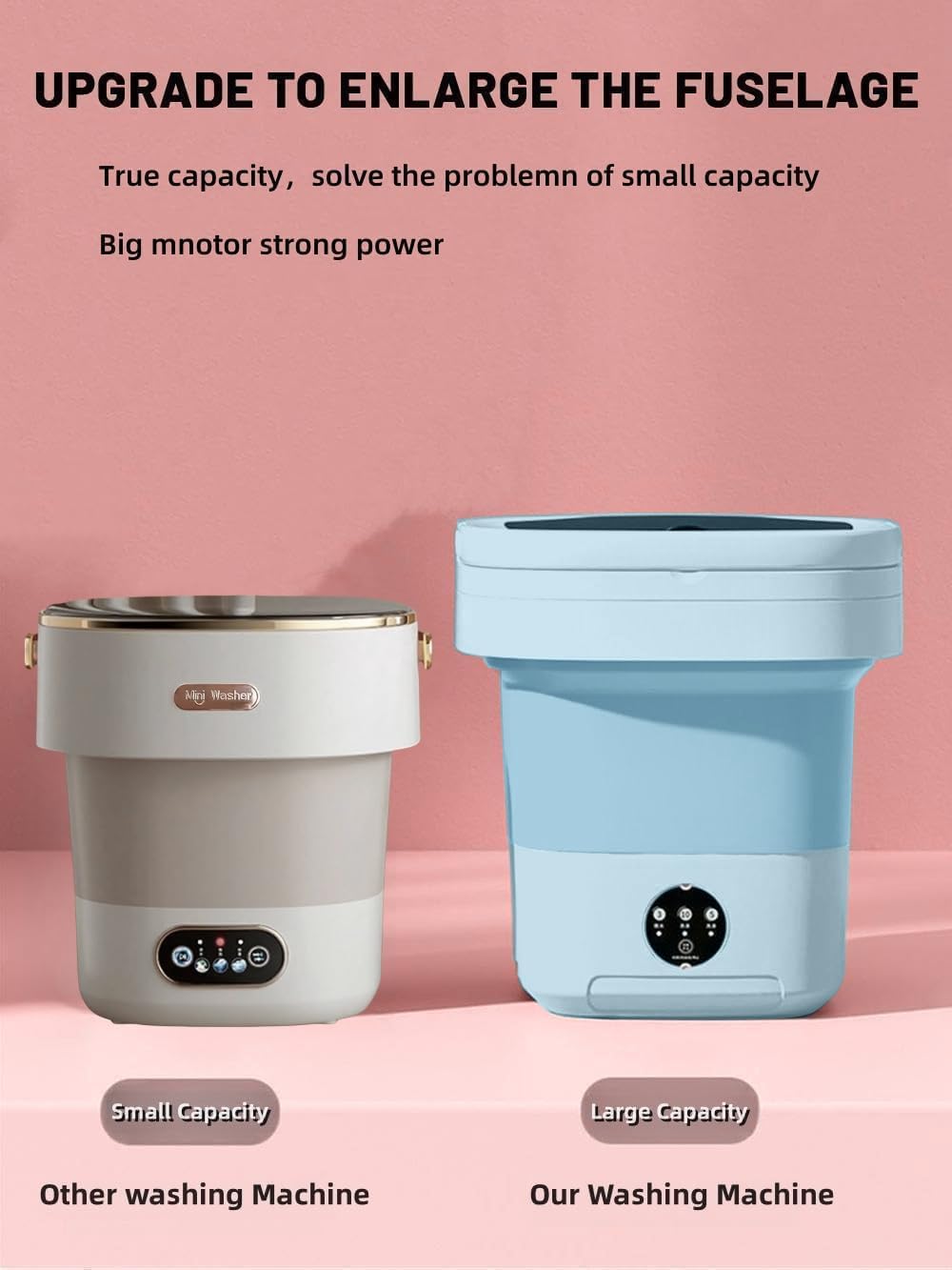 Portable Washing Machine, Mini Washer,16L Upgraded Large Capacity Foldable Washer.Deep Cleaning of Underwear, Baby Clothes and Other Small Clothes.Suitable for Apartments, Dormitories, Hotels.(Blue)