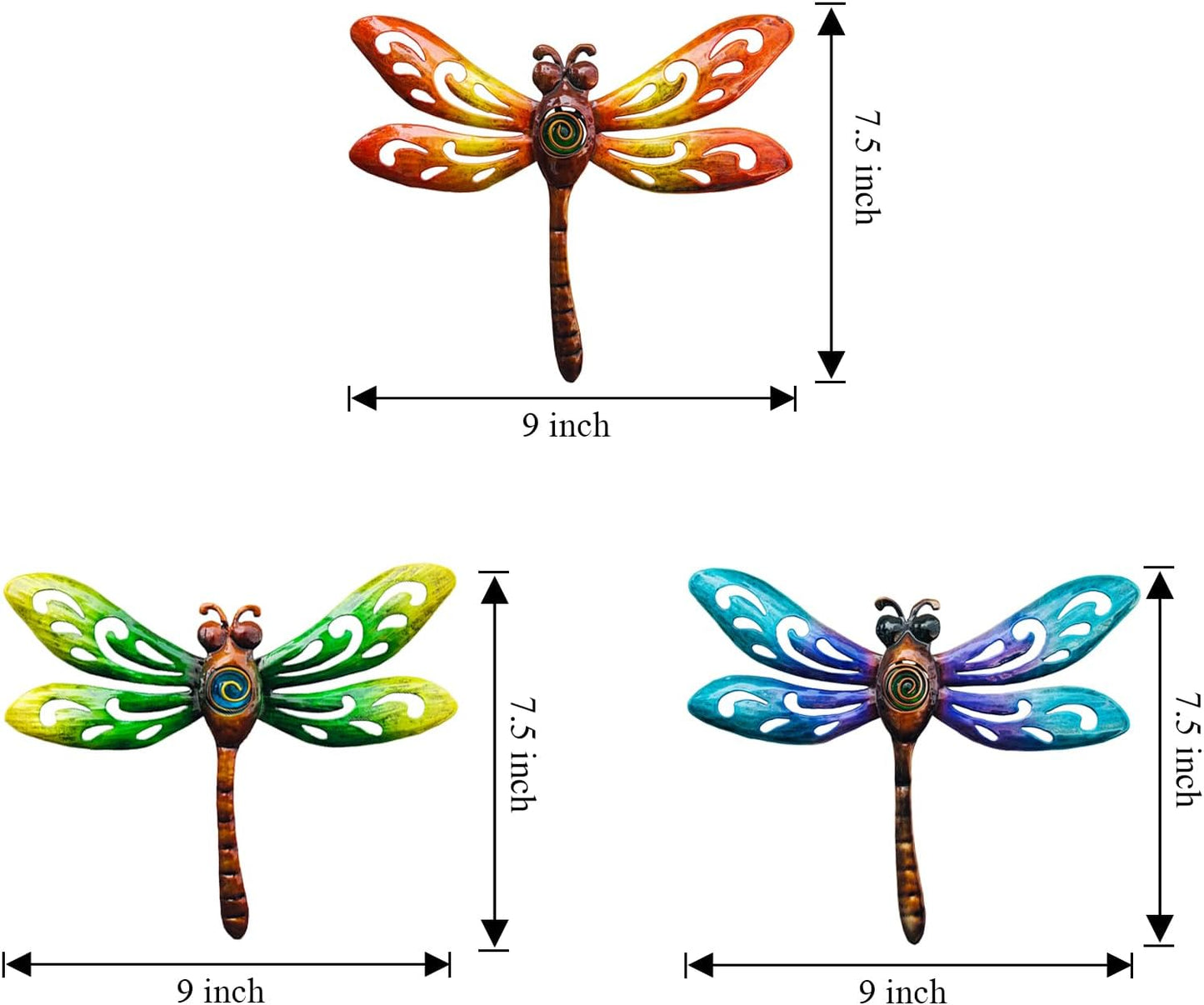 Yonivexis Metal Dragonfly Wall Decor Outdoor wall Art Hanging Decorations Living Room Bedroom Fence Dragonfly Garden Decor, Style1