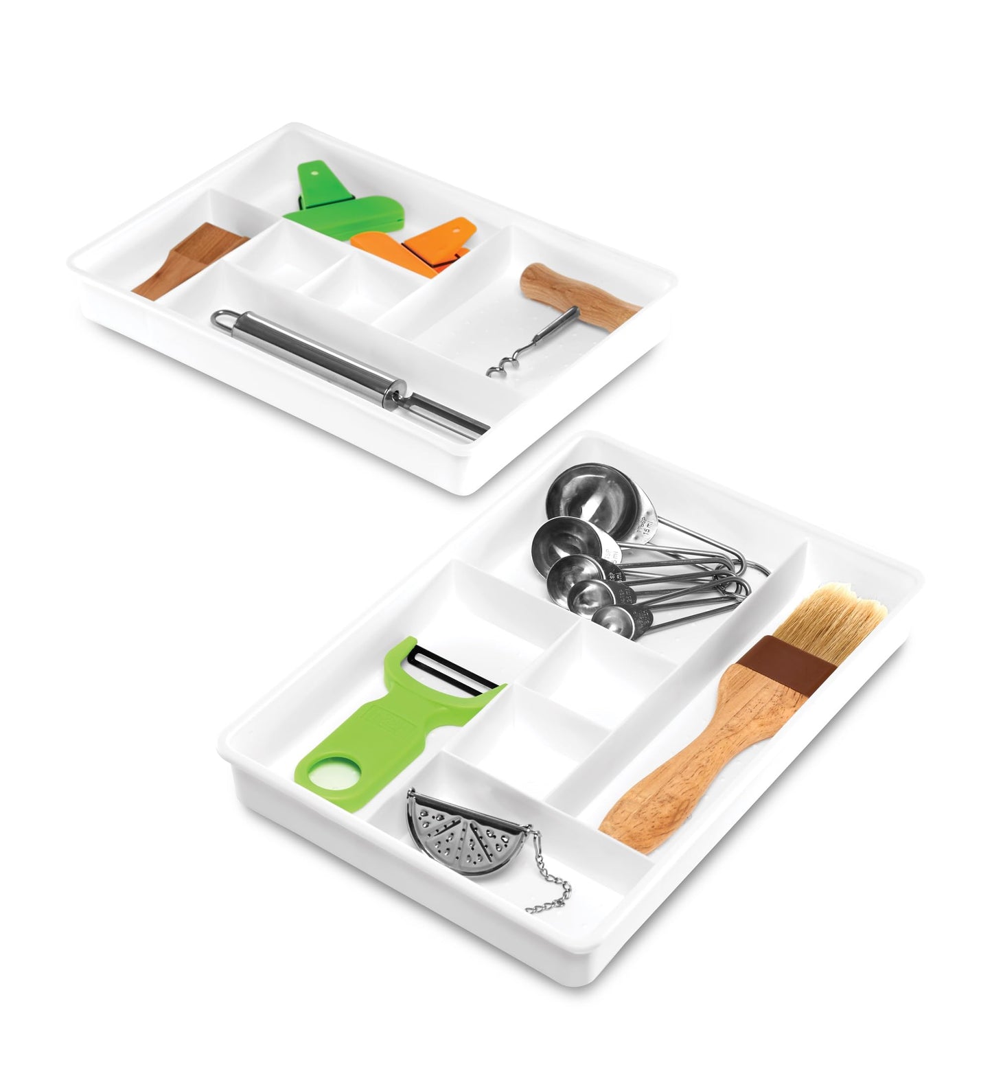 madesmart Classic 2 Piece Drawer Organizer, White