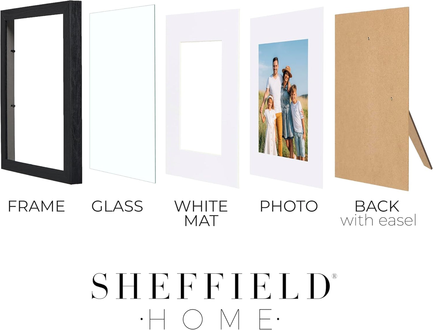 Sheffield Home 4 Piece Gallery Wall Frame Set, 8x10 Inch, Black