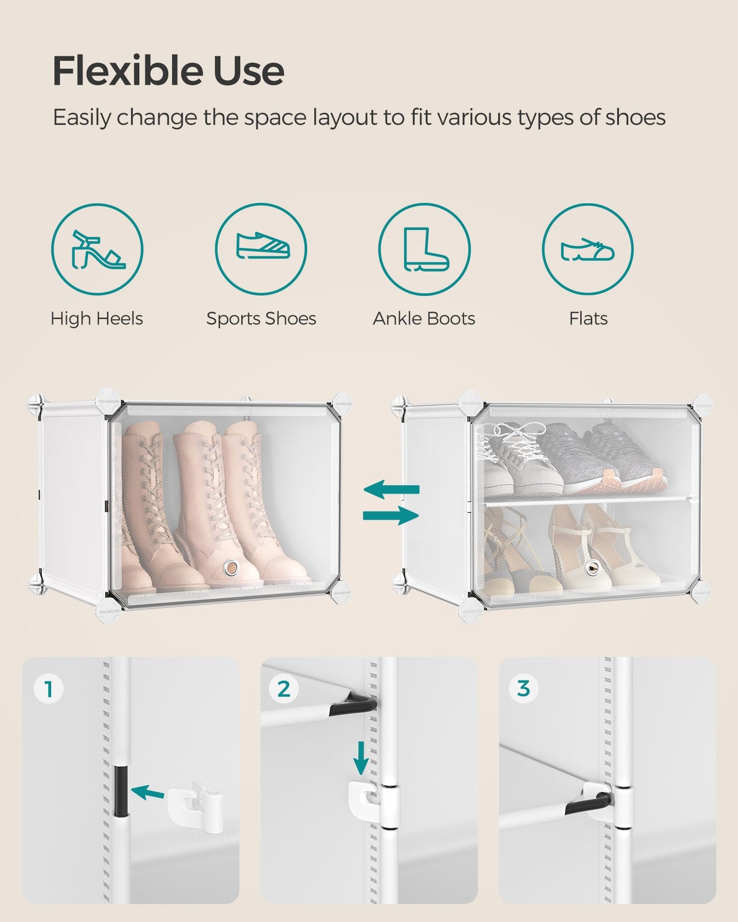 SONGMICS Shoe Rack Organizer, 4-Tier Shoe Storage Cabinet for Closet and Entryway, Holds 16 Pairs