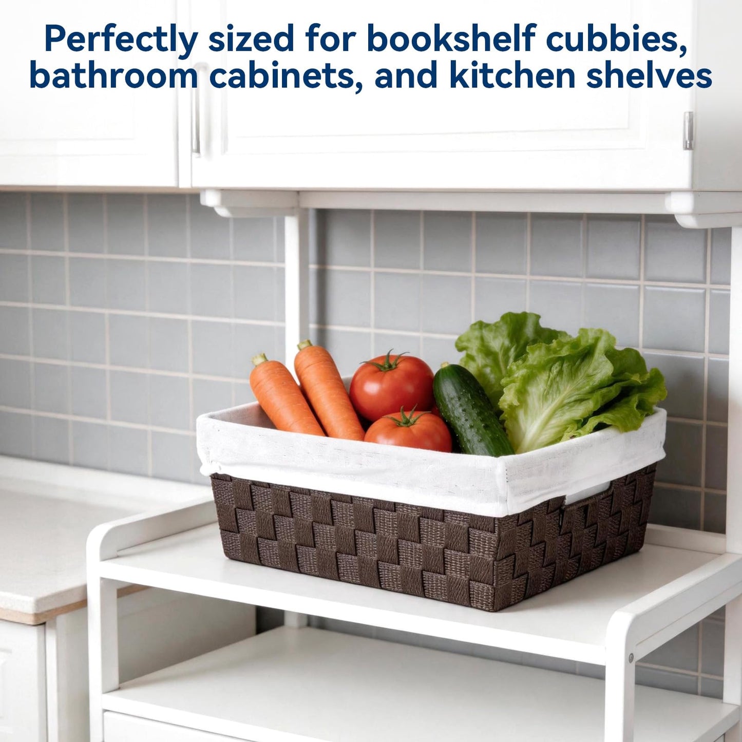 Whitmor Woven Strap Liner Shelf Tote,Storage Basket,Espresso