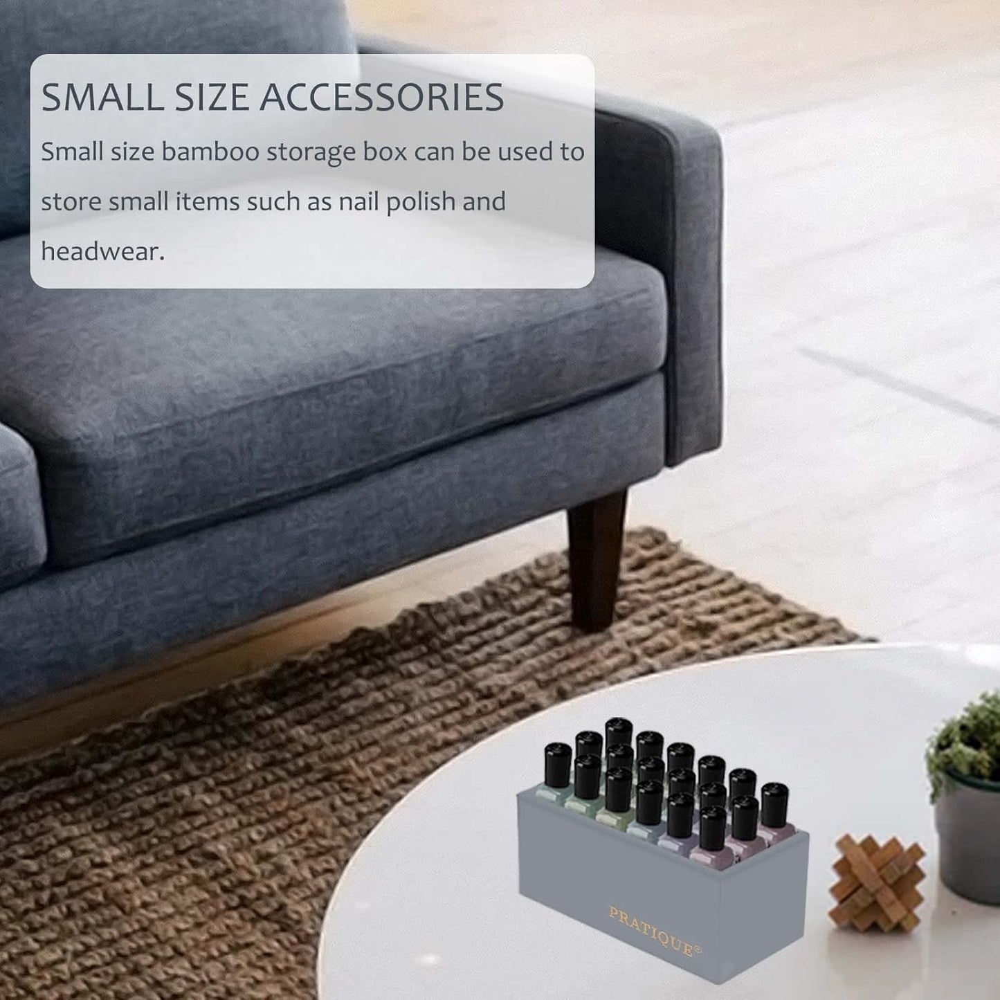 Bamboo Drawer Organizer - Kitchen Utensil Organizer Silverware Tray Cutlery Holder,Office Desk Supplies and Accessories,8.9 * 3 * 2.6,Grey