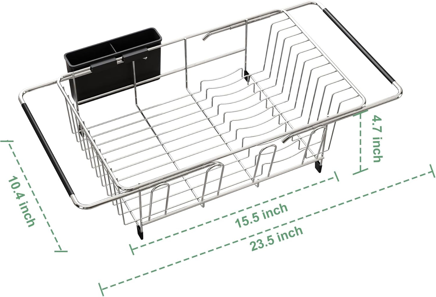 MAJALiS Dish Drying Rack in Sink - Small Dish Drainers for Kitchen Sink, Over The Sink Dish Racks with Utensil Holder, Stainless Steel Dish Rack in Sink, Silver