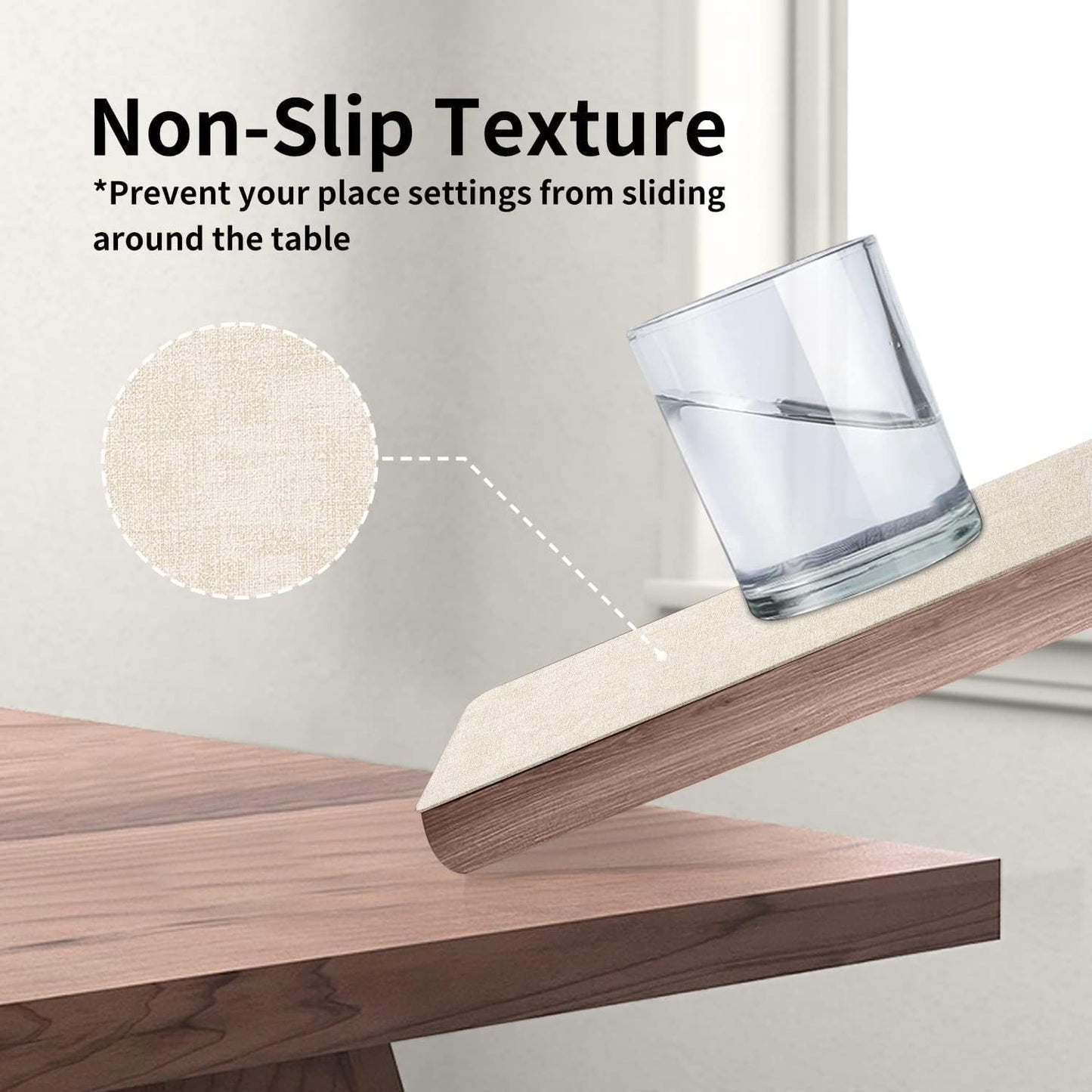 Maxpearl Faux Leather Placemats Set of 8 – Waterproof, Wipe Clean, Heat Resistant, Non-Slip Dining Table Mats for Indoor & Outdoor Use, 17”×12”, Beige