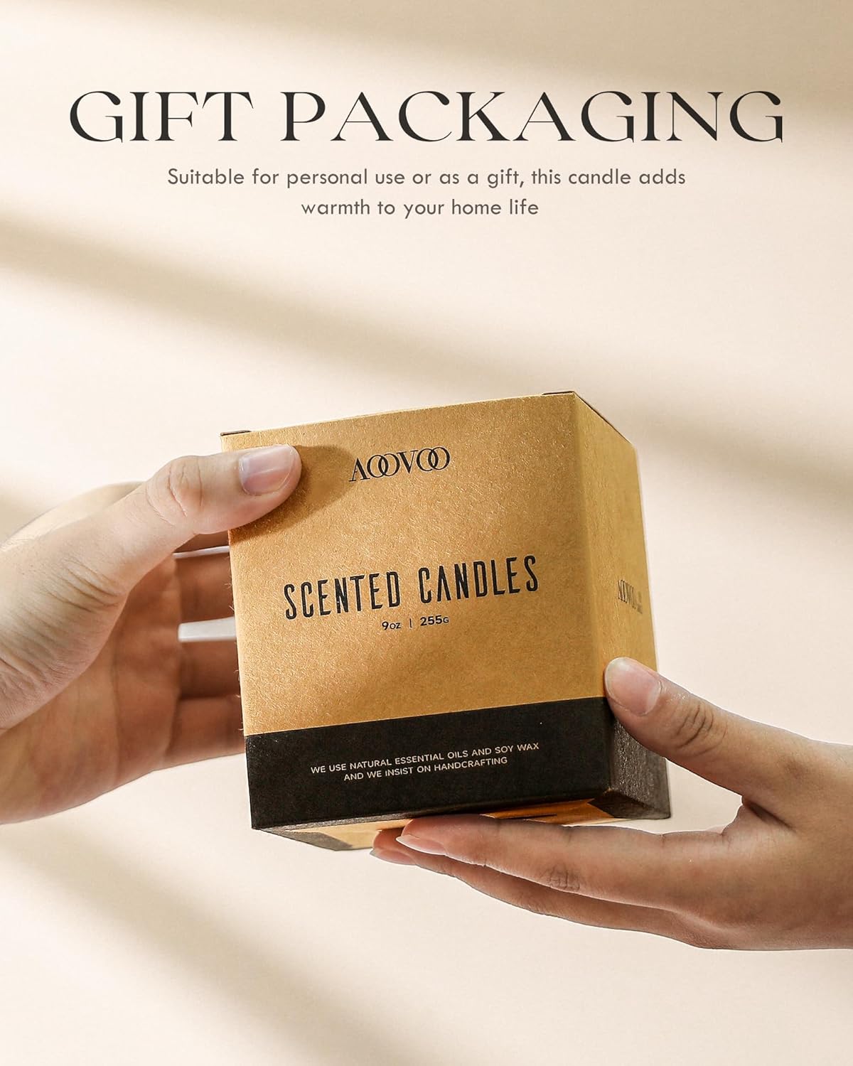 AOOVOO Apple Cinnamon Candles - 9 oz Scented Candles, Aromatherapy Candle, Soy Candle for Home Scented