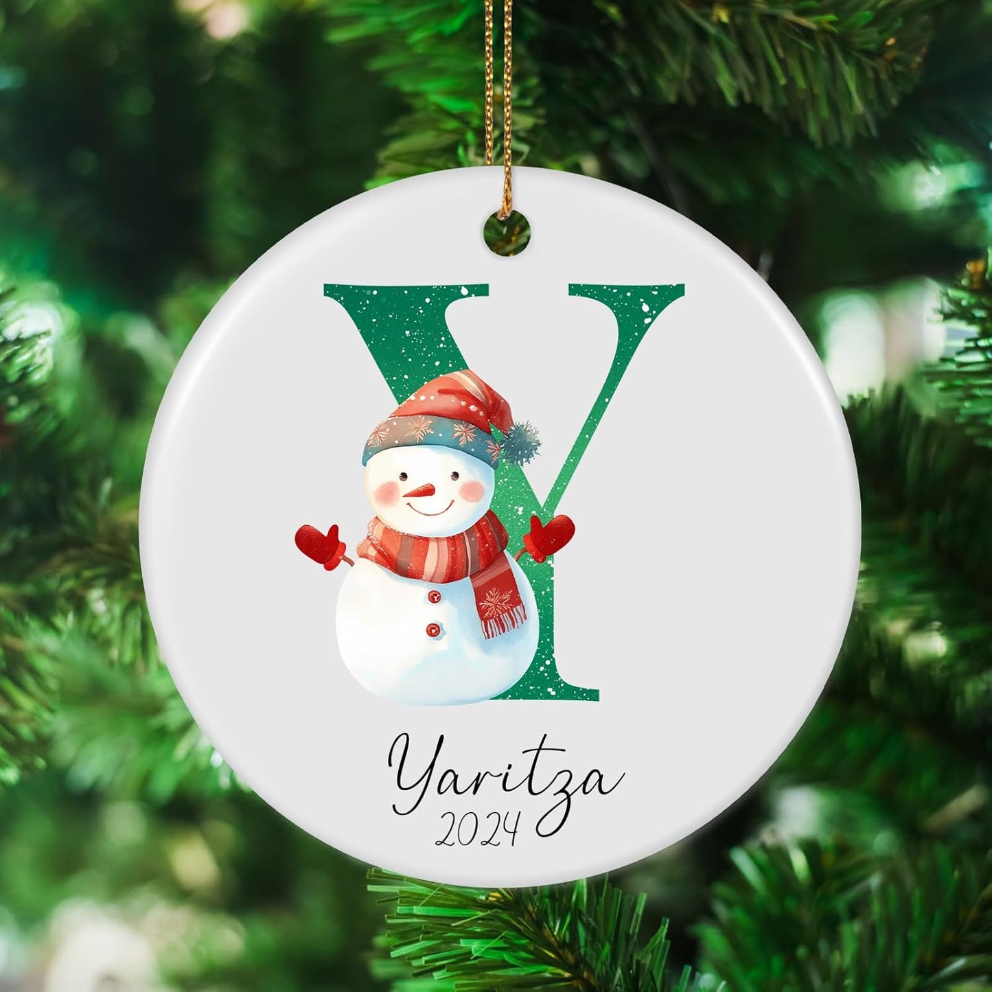 Personalized Christmas Ornaments 2025 Ceramic Custom Name Date Initial A-Z Monogram Christmas Ornament Personalized Ornament Christmas Xmas Tree Decorations for Kids Couples Family Friends