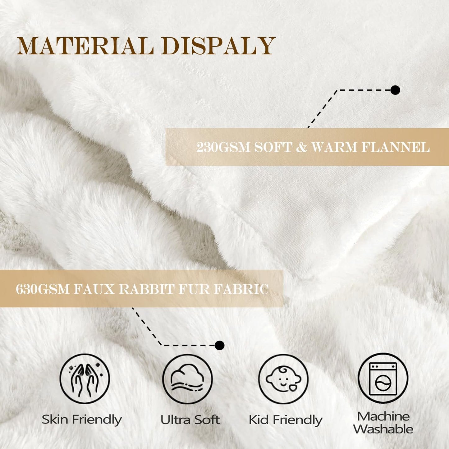 Latepis White Faux Fur Throw Blanket Cozy Bubble Blankets Soft Fuzzy Thick Living Room Blanket for Couch Sofa Bedroom Plush Warm Fluffy Blanket for All Seasons Luxury Throw 50x60 Inch, 860gsm
