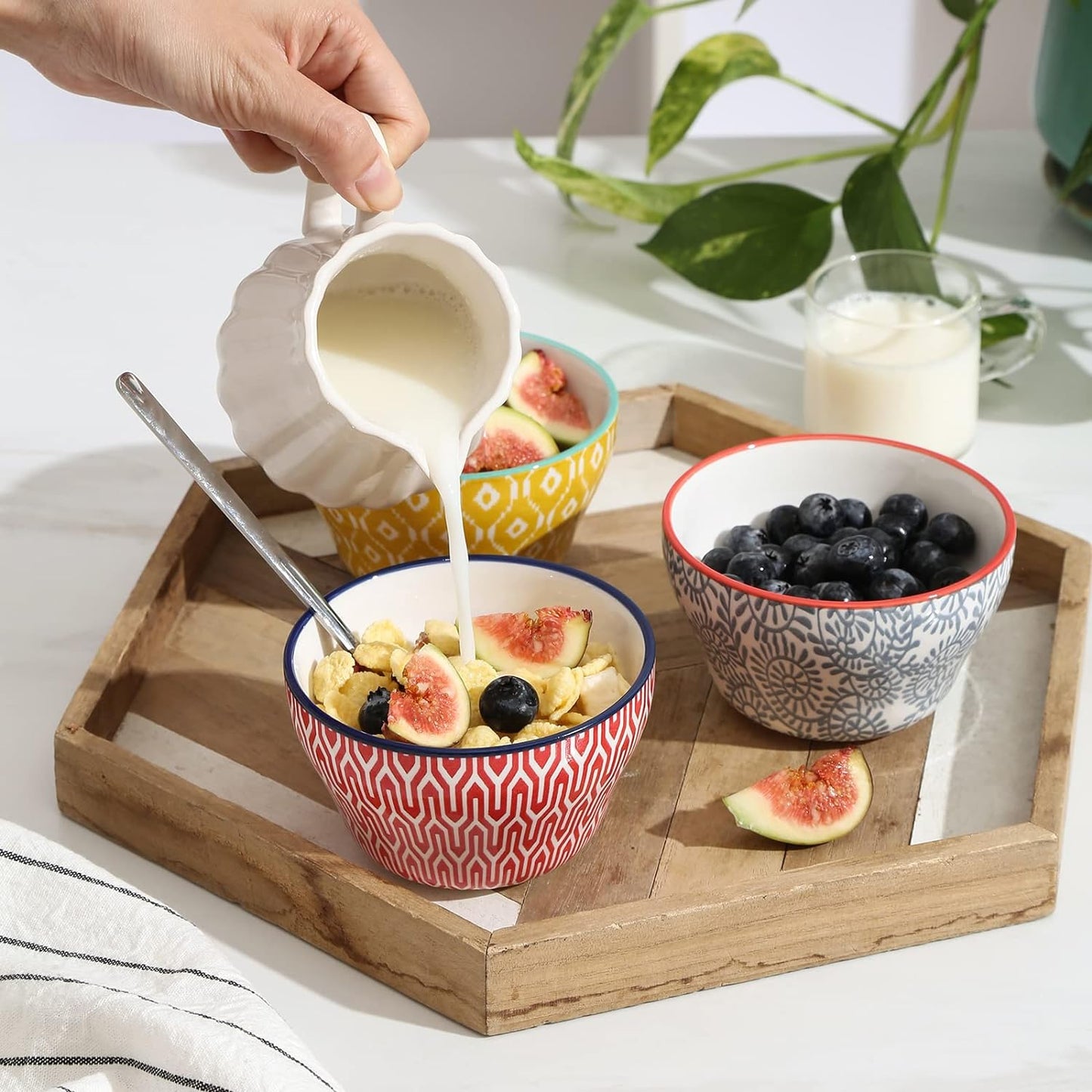 Selamica Ceramic 8oz Bouillon Cups 4 Inch Small Bowls, Dessert bowls for Soup Dipping Sauce Coffee Cupping, Microwave Dishwasher Safe, Set of 6, Assorted Colors