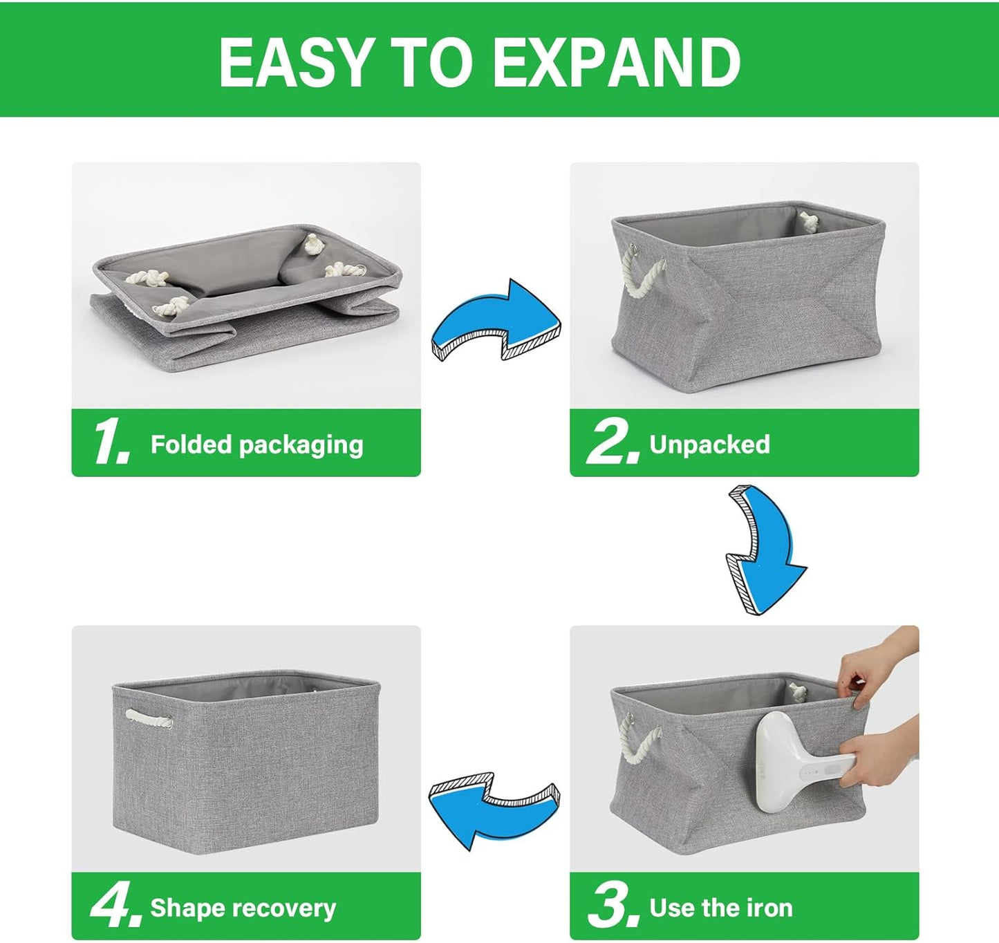 Bidtakay Storage Baskets Gray 3 Pack Shelf Baskets Collapsible Storage Bins for Clothes 15X11X9.5Inch Decorative Baskets with Handles Large Baskets for Organizing Closet Home Storage (Grey)