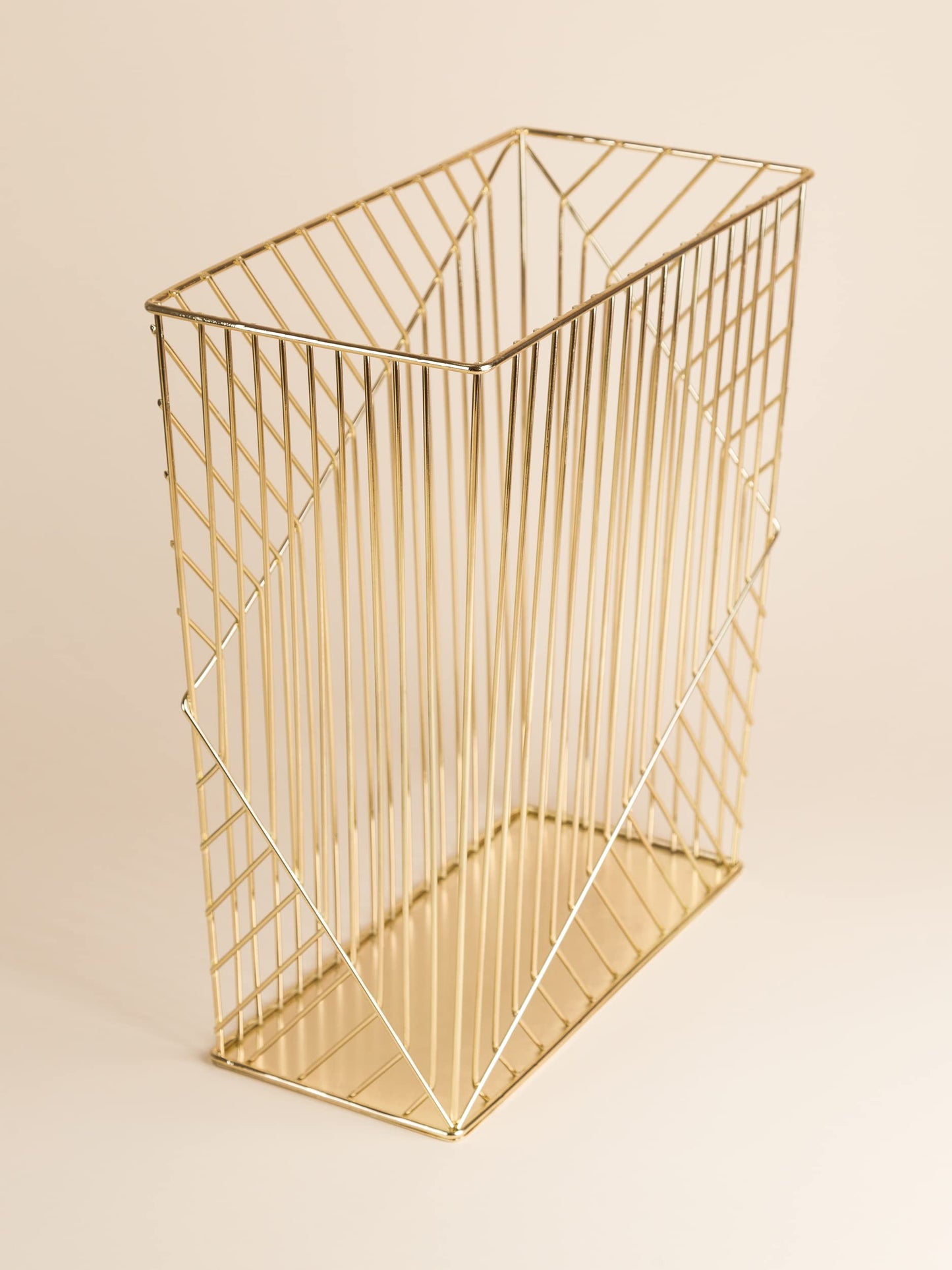 U Brands Metal Trash Can, 6 Gallon Capacity, Gold, Desk Organizer