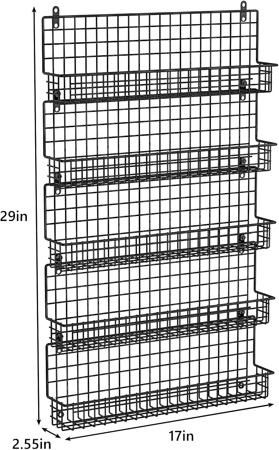 X-cosrack Spice Rack Organizer, 5-Tier Wall Spice Rack, Stackable Hanging Spice Jars Storage Racks, Great for Kitchen and Pantry, Up to Storage 48 Jars(Patent No.:D909138S)